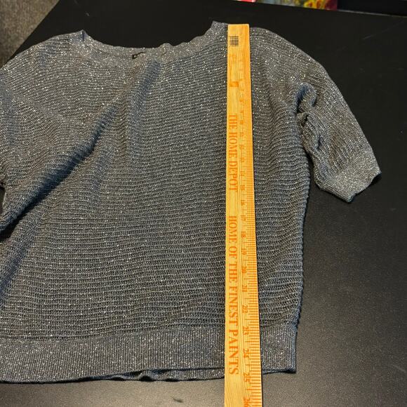 Express Metallic Knit Dolman Sleeve Sweater Gray Silver Shimmer Women’s M - Picture 3 of 6